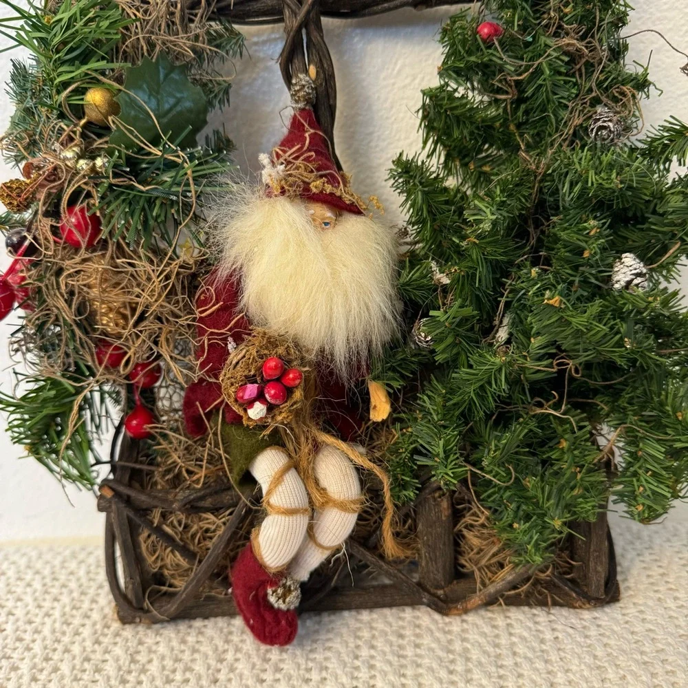 Vintage Festive Christmas Decoration – Greenery with Red Accents Holiday Décor